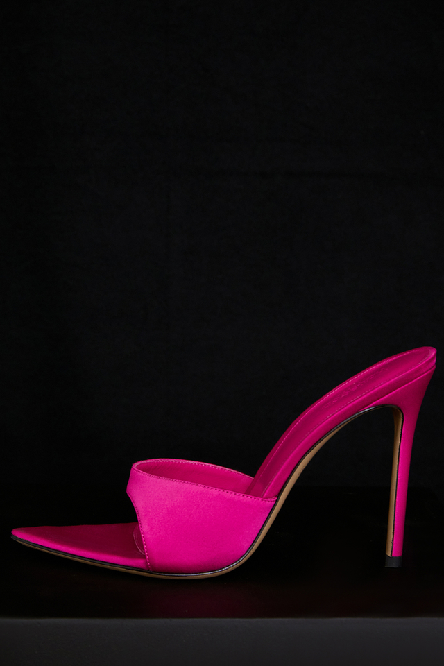 'Bella' Pink Pointed High Heel Mules